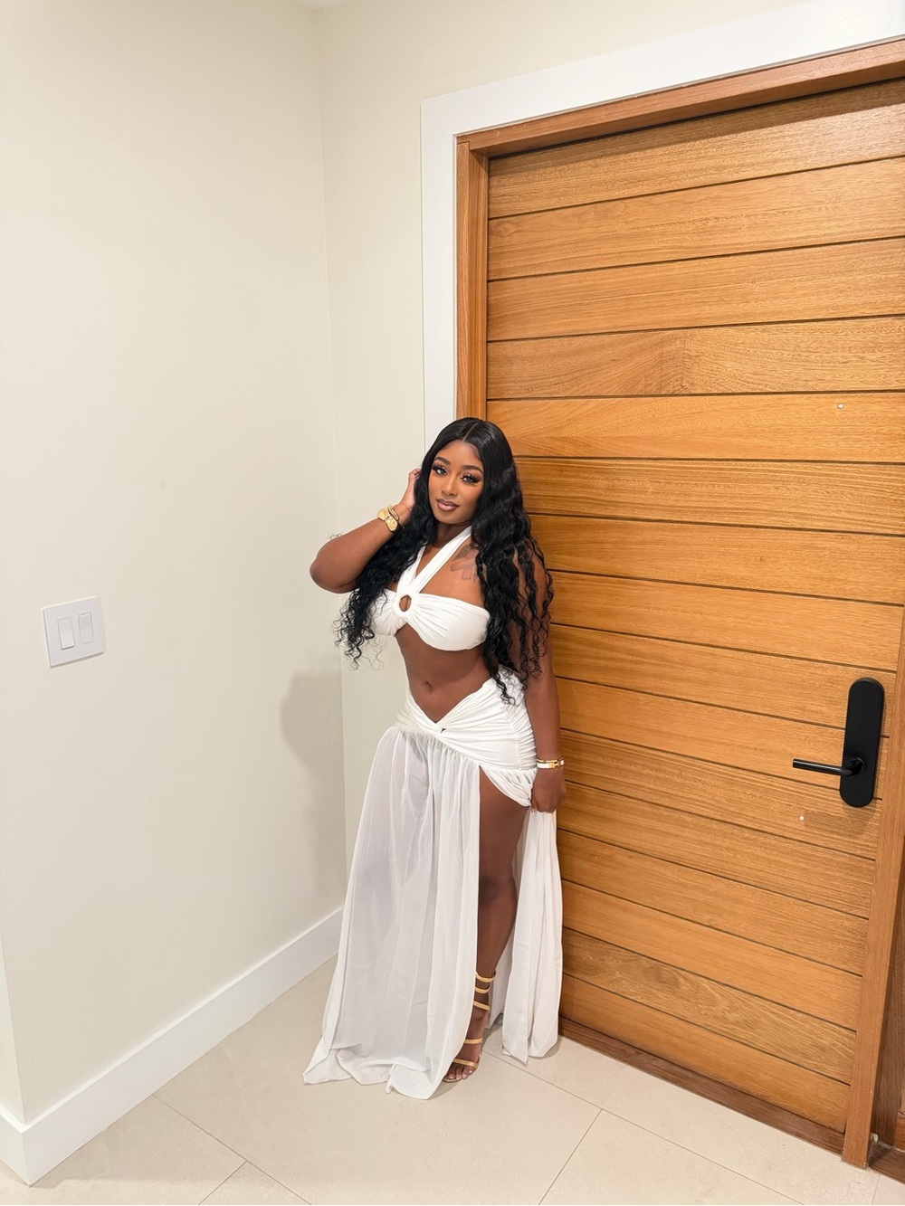 White Two-Piece Beach Maxi Set